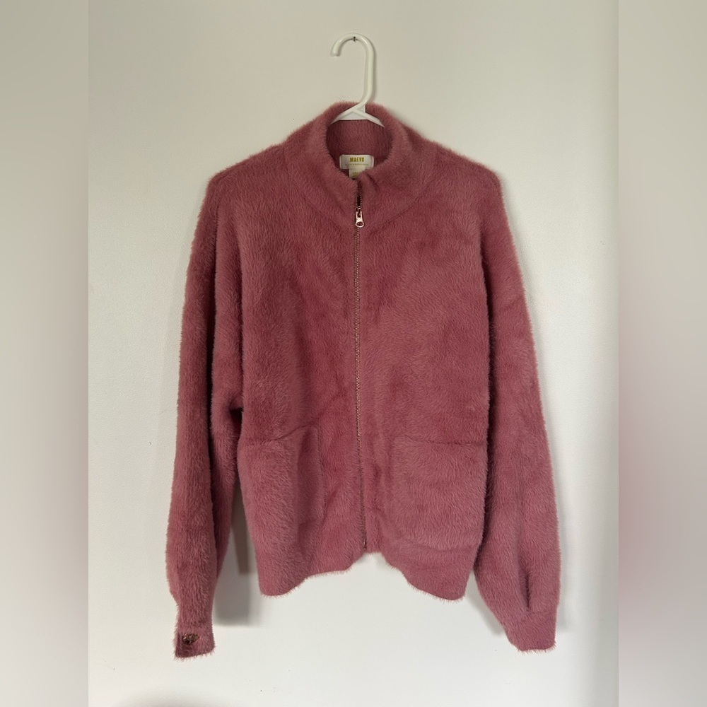 NWOT ANTHROPOLOGIE MAEVE KALISTA EYELASH SWEATER JACKET Size SMALL pink